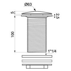 Донный клапан Wirquin free flow 1 1/4 черный (30722856) - фото 3