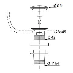 Донный клапан Wirquin клик-клак 1 1/4 с переливом хром (30717648) - фото 4