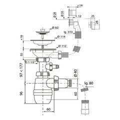 Сифон для мойки Wirquin Neo 3 1/2х40/50 мм с выпуском d114 мм с переливом с соединением 40/50 мм (30987091) - фото 6