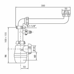 Сифон для раковины Wirquin 1 1/4х32 мм со смещением с соединением 40 мм без выпуска (30987130) - фото 3