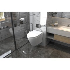 Унитаз подвесной Abber Bequem безободковый с сиденьем дюропласт микролифт (AC1102) - фото 5