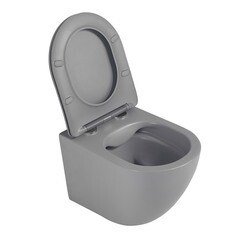 Унитаз подвесной Abber Bequem безободковый серый с сиденьем дюропласт микролифт (AC1101MG) - фото 8