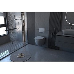 Унитаз подвесной Abber Bequem безободковый серый с сиденьем дюропласт микролифт (AC1101MG) - фото 5