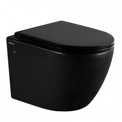 Изображение товара Унитаз подвесной Abber Bequem безободковый черный с сиденьем дюропласт микролифт (AC1103MB)