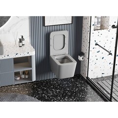 Унитаз подвесной Abber Rechteck безободковый серый с сиденьем дюропласт микролифт (AC1201MG) - фото 6