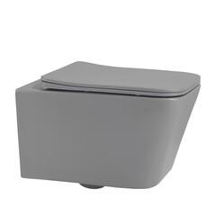 Изображение товара Унитаз подвесной Abber Rechteck безободковый серый с сиденьем дюропласт микролифт (AC1201MG)