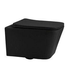 Изображение товара Унитаз подвесной Abber Rechteck безободковый черный с сиденьем дюропласт микролифт (AC1201MB)