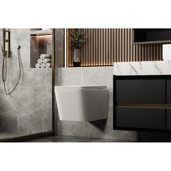 Унитаз подвесной Abber Rechteck безободковый с сиденьем дюропласт микролифт (AC1201MW) - фото 3