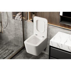 Унитаз подвесной Abber Rechteck безободковый с сиденьем дюропласт микролифт (AC1201MW) - фото 4