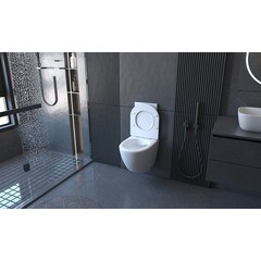 Унитаз подвесной Abber Bequem безободковый с сиденьем дюропласт микролифт (AC1100) - фото 3