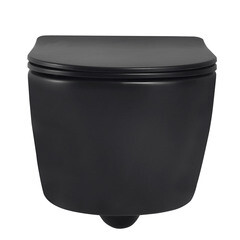 Унитаз подвесной Abber Bequem безободковый черный с сиденьем дюропласт микролифт (AC1104MB) - фото 7