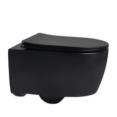 Изображение товара Унитаз подвесной Abber Bequem безободковый черный с сиденьем дюропласт микролифт (AC1104MB)