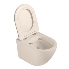 Унитаз подвесной Abber Bequem безободковый бежевый с сиденьем дюропласт микролифт (AC1101MBE) - фото 10