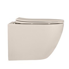 Унитаз подвесной Abber Bequem безободковый бежевый с сиденьем дюропласт микролифт (AC1101MBE) - фото 2