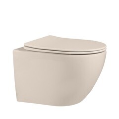 Изображение товара Унитаз подвесной Abber Bequem безободковый бежевый с сиденьем дюропласт микролифт (AC1101MBE)