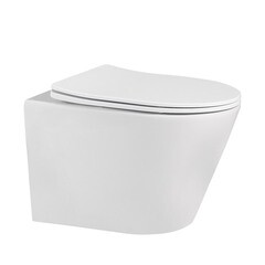 Унитаз подвесной Abber Bequem безободковый с сиденьем дюропласт микролифт (AC1102MW) - фото 1