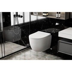 Унитаз подвесной Abber Bequem безободковый с сиденьем дюропласт микролифт (AC1100MW) - фото 6