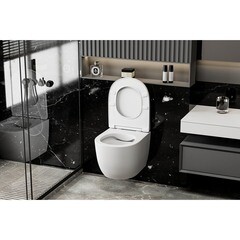 Унитаз подвесной Abber Bequem безободковый с сиденьем дюропласт микролифт (AC1100MW) - фото 3