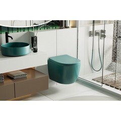 Унитаз подвесной Abber Bequem безободковый зеленый с сиденьем дюропласт микролифт (AC1101MBG) - фото 4