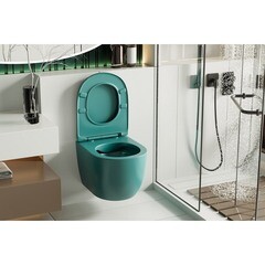 Унитаз подвесной Abber Bequem безободковый зеленый с сиденьем дюропласт микролифт (AC1101MBG) - фото 5