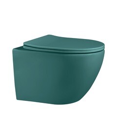 Изображение товара Унитаз подвесной Abber Bequem безободковый зеленый с сиденьем дюропласт микролифт (AC1101MBG)