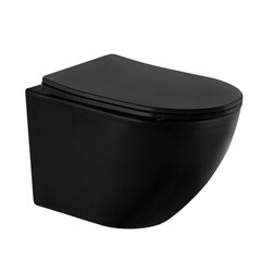 Унитаз подвесной Abber Bequem безободковый черный с сиденьем дюропласт микролифт (AC1100MB) - фото 1