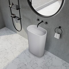 Раковина Abber Stein 550 мм напольная белая матовая (AS2502-H) - фото 4