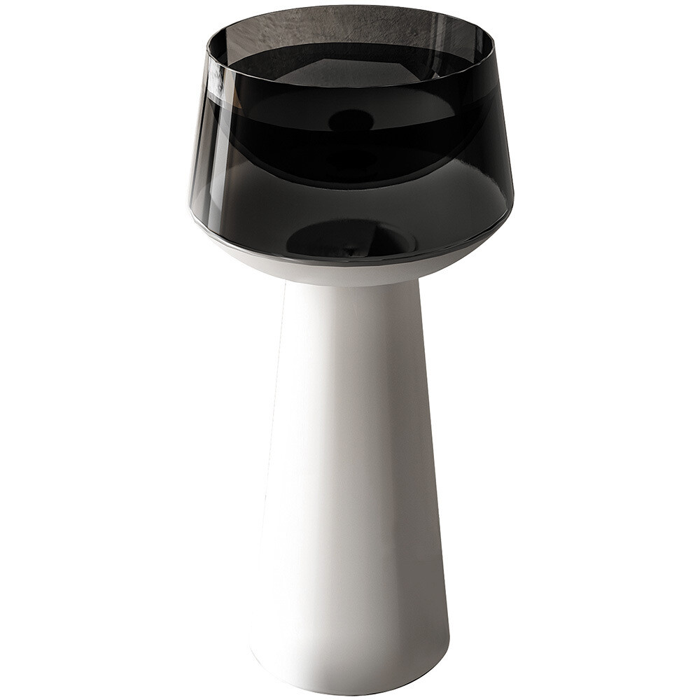 Изображение товара Раковина Abber Kristall 500 мм напольная белая/черная с пьедесталом