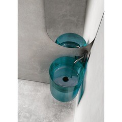 Раковина Abber Kristall 42 см угловая подвесная бирюзовая (AT2705Aquamarin) - фото 4