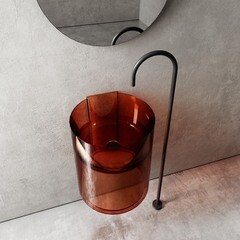 Раковина Abber Kristall 42 см подвесная коричневая (AT2704Opal) - фото 5