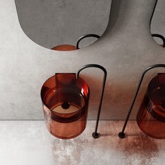 Раковина Abber Kristall 42 см подвесная коричневая (AT2704Opal) - фото 4