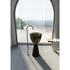 Раковина Abber Kristall 450 мм напольная черная/оливковая (AT2703Black-Vesuvian) - фото 5