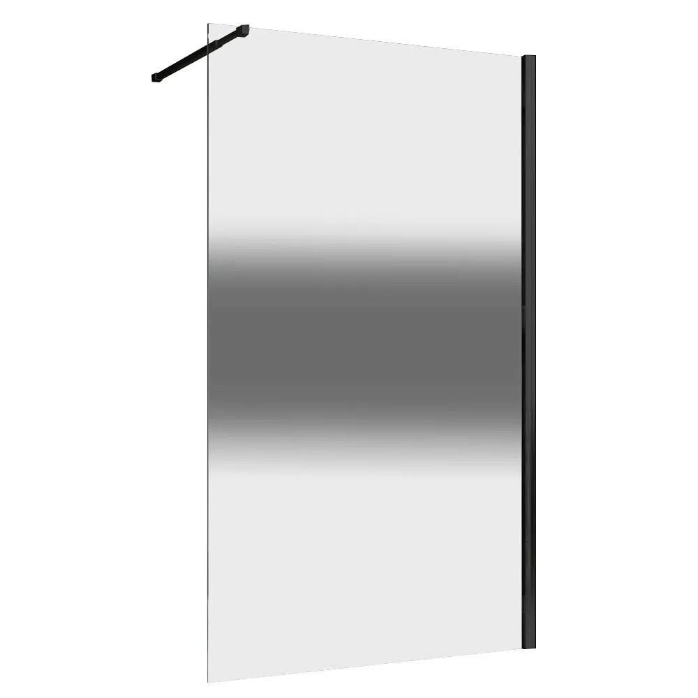 Изображение товара Душевая перегородка Abber Immer Offen черная 100х200 см стекло матовое 6 мм