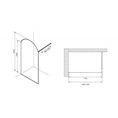 Душевая перегородка Abber Immer Offen черная 120х230 см стекло прозрачное 8 мм (AG64120BN8) - фото 2