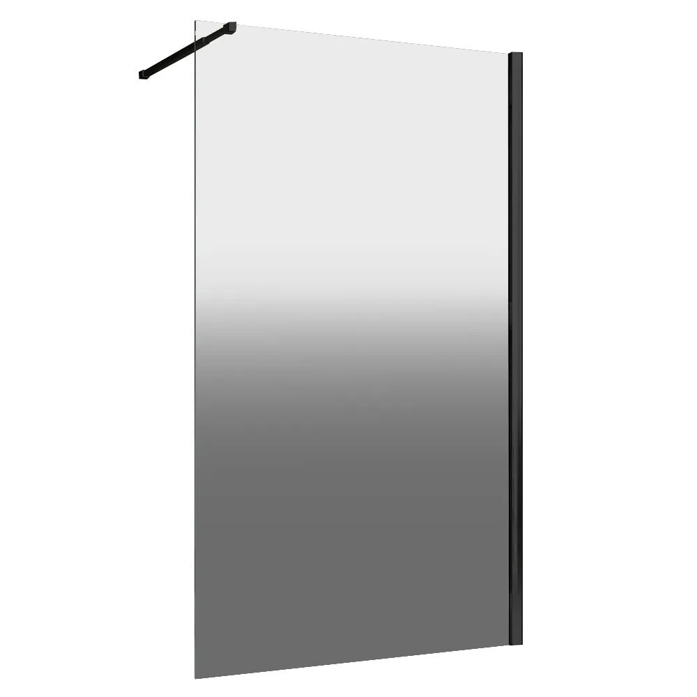 Изображение товара Душевая перегородка Abber Immer Offen 100х200 см черная, стекло 6 мм, матовая