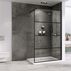 Душевая перегородка Abber Immer Offen черная 120х200 см стекло прозрачное 6 мм (AG65120B) - фото 4