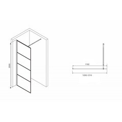 Душевая перегородка Abber Immer Offen черная 120х200 см стекло прозрачное 6 мм (AG65120B) - фото 3