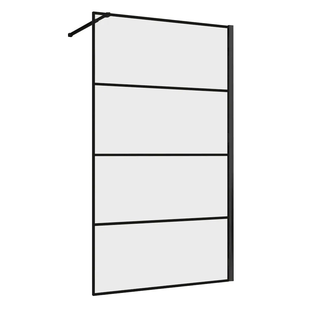 Изображение товара Душевая перегородка Abber Immer Offen 100х200 см черная стекло 6 мм, прямоугольная