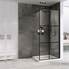 Душевая перегородка Abber Immer Offen черная 100х200 см стекло прозрачное 8 мм (AG62100B8) - фото 4