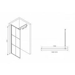 Душевая перегородка Abber Immer Offen черная 120х200 см стекло прозрачное 8 мм (AG62120B8) - фото 2