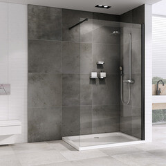 Душевая перегородка Abber Immer Offen черная 90х200 см стекло прозрачное 6 мм (AG61090B) - фото 4