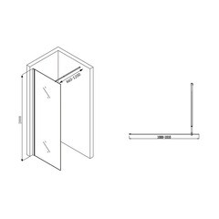 Душевая перегородка Abber Immer Offen хром 100х200 см стекло прозрачное 6 мм (AG61100) - фото 2
