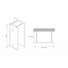 Душевая перегородка Abber Immer Offen черная 120х200 см стекло прозрачное 8 мм (AG68120B8) - фото 3