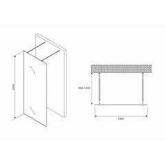 Душевая перегородка Abber Immer Offen черная 100х200 см стекло прозрачное 8 мм (AG68100BF8) - фото 2