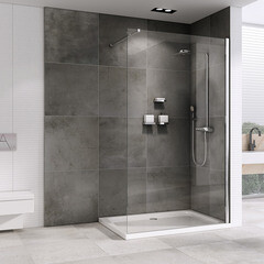 Душевая перегородка Abber Immer Offen хром 120х200 см стекло прозрачное 6 мм (AG61120) - фото 4