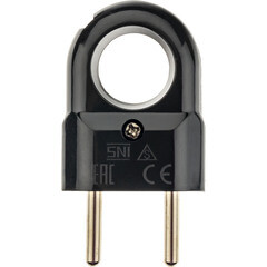 Изображение товара Вилка прямая без заземления 10 А 230 В Düwi с кольцом черная (30475 3)