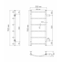 Полотенцесушитель водяной Indigo Arc 700х300 мм лесенка с боковым подключением 500 мм хром - фото 2