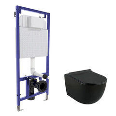 Комплект инсталляции Berges Balance с унитазом Lavelly Classic Black и сиденьем дюропласт микролифт быстросъем (041400/1020758) - фото 1