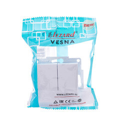 Выключатель Lezard Vesna двухклавишный встраиваемый белый (742-0288-101) - фото 9