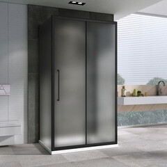 Душевой уголок Abber Schwarzer Diamant черный 130х90х195 см прямоугольник стекло матовое 6 мм (AG30130BMH-S90BM-S90BM) - фото 5